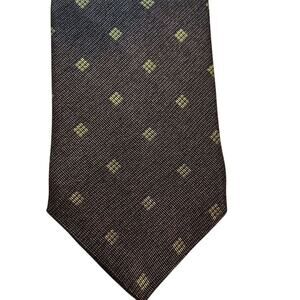 Armani Collezioni Men's Silk Tie Brown Geometric Pattern Classic Length
